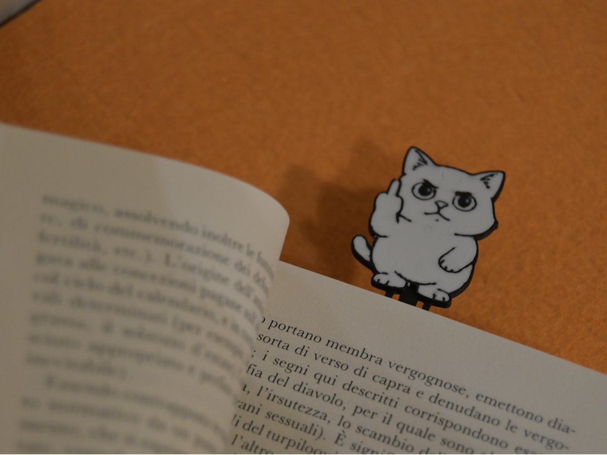 Marcapaginas Gato haciendo Fuck You x4